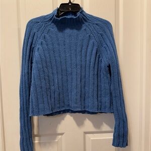 American Eagle Blue Snowsoft Mock Neck Sweater
